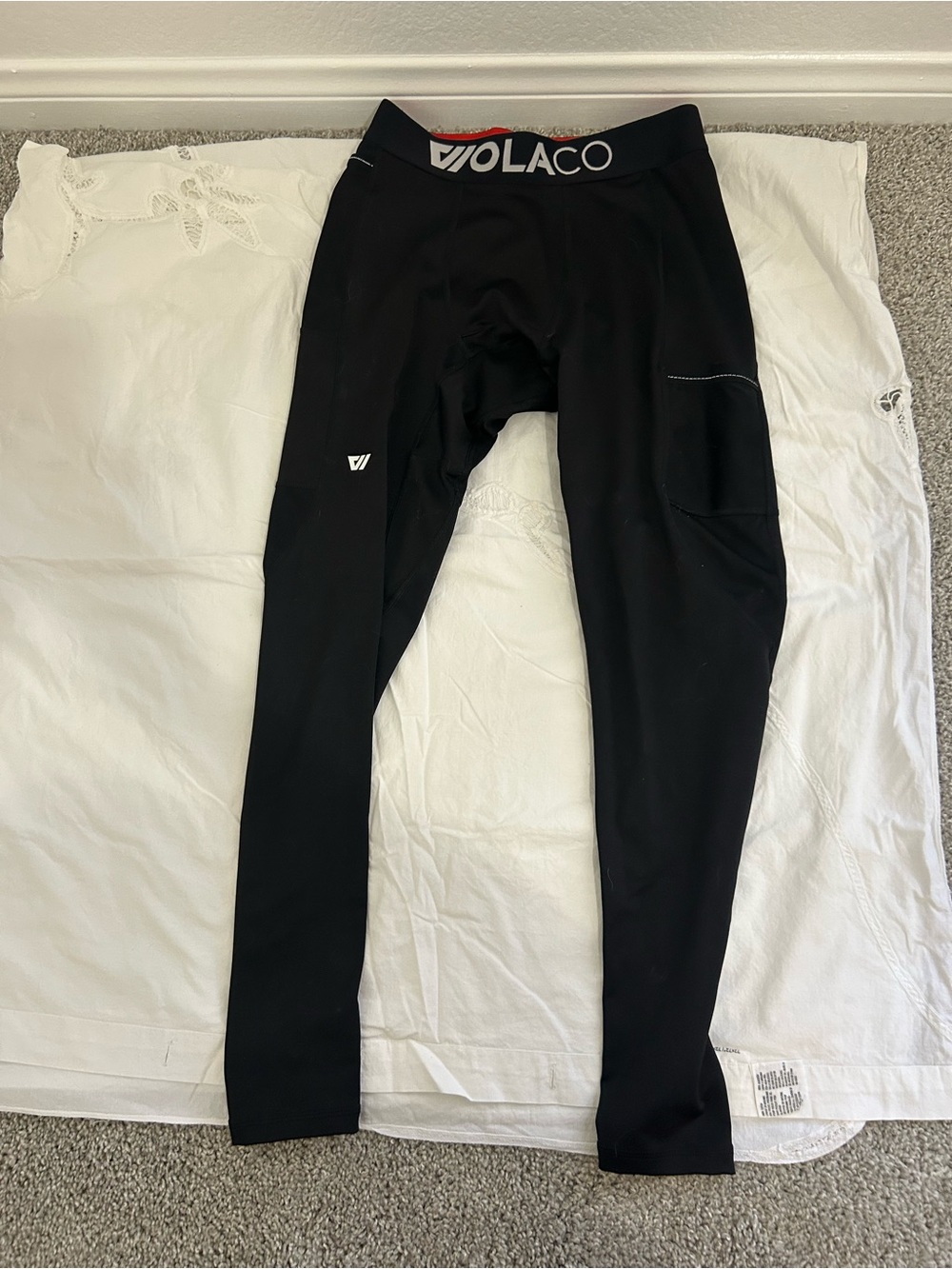 WOLACO Fulton Full Length Compression Tights Black Pockets - Mens Medium